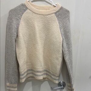 Rag & Bone Cream and Gray Crew Neck Sweater with Raglan Sleeves